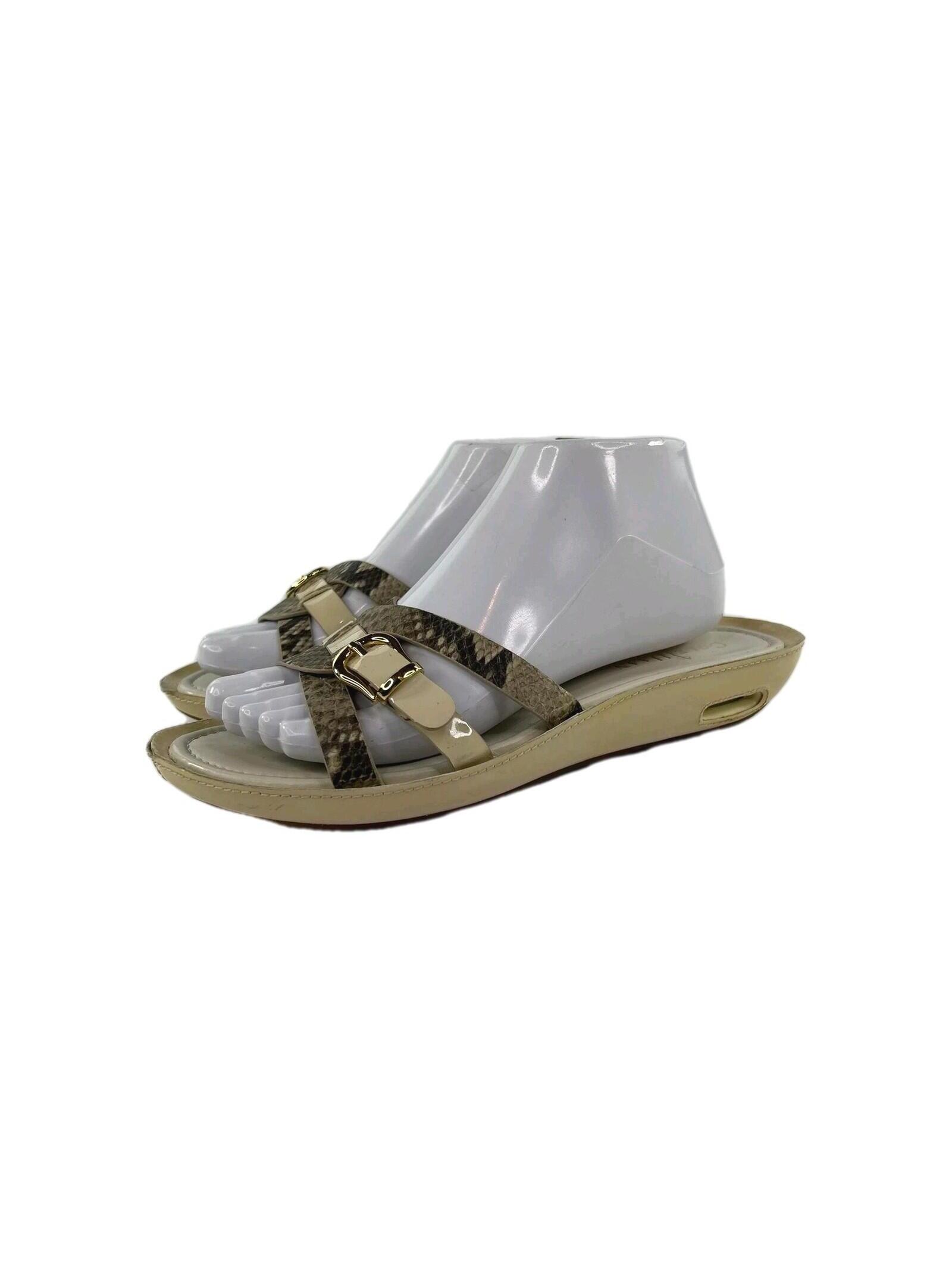 Cole Haan Air Slide Sandals Us 11 Women's Cream Snake Print Strappy Shoes